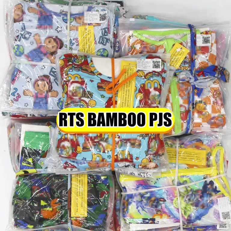 Private Label Western Ready To Ship Bamboo Viscose Baby Pajamas Soft Random Size And Print Baby Zipper Wholesale Mystery Box Supplier