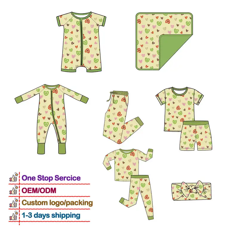 Custom Mysterious Box Wholesale Popular Style Summer Bamboo Custom Print Two Pieces Children Short Pajama Sets Supplier